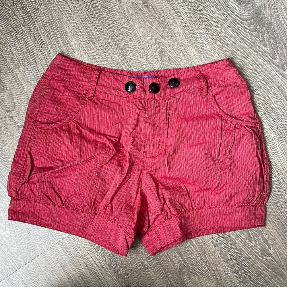 Red Shorts with Button Detail